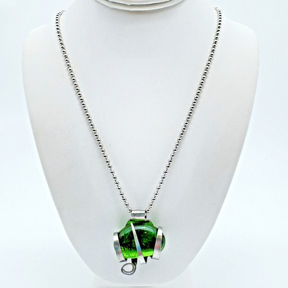 Repurposed Upcycled Pendant Necklace Glass Fork Artisan 24" - Picture 1 of 7
